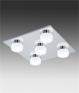 Bathroom Ceiling Light With 5 Crisp White Glass Covered LED