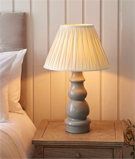 Bulbous Blue Grey Glazed Table Lamp - Optional Shade