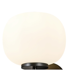 Glo Sphere Small Oval Ball Wall Light 1 Light E27 Matt Black Base With Frosted White Glass Globe