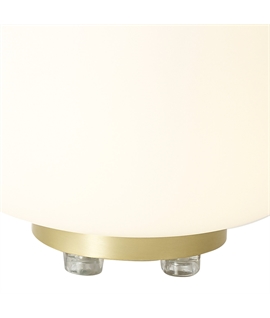 Glo Sphere Small Oval Ball Table Lamp 1 Light E27 Satin Gold Base With Frosted White Glass Globe