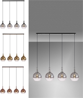 Linear 4 Light Pendant - Fade Glass Globe Shades
