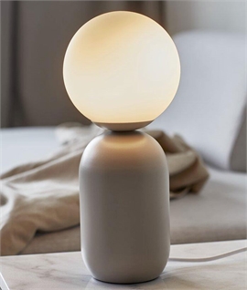 Table Light with Metal Base & Opal Globe Glass