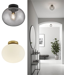 Glass Globe & Metal Wall or Ceiling Light 