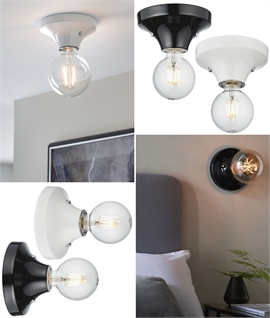 Glossy Ceramic Industrial Bare Bulb Flush Light IP44