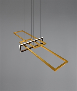 Sleek Gold and Black LED Suspended Pendant - Modern Elegance