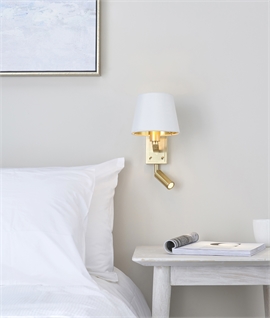 Brushed Gold Bedside Wall Light with Moveable LED Reader