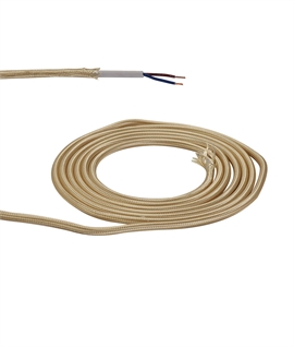 1m Gold Braided 2-Core 0.75mm Electrical Cable 