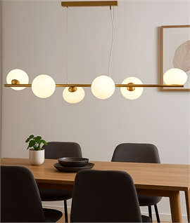 Gold Linear Bar Pendant - Matt Opal Glass Shades