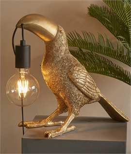 Vintage Gold or Silver Toucan Bird Table Lamp
