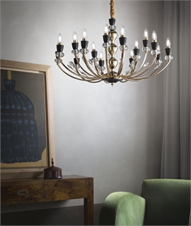 Grandeur Illuminated: Oversized 88cm 15-Arm Crystal Chandelier in Gold and Matte Black