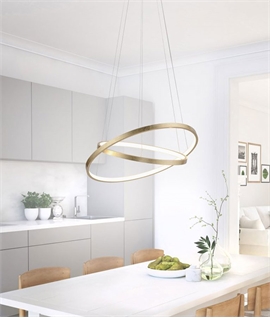 Double Ring LED Pendant - Black, Silver or Gold