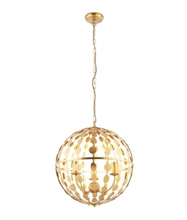 Gold Leaf Globe with Interior Chandelier 