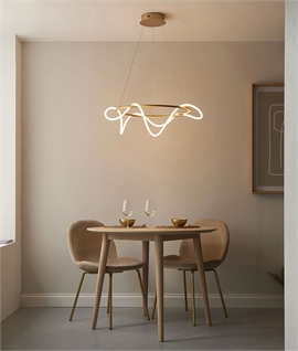 Satin Gold Circular Suspended Pendant with Flexible LED