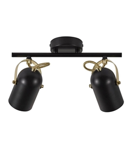 Black Double Lamp Adjustable Bar Light - Gold Stirrups