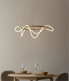 Satin Gold Circular Suspended Pendant with Flexible LED