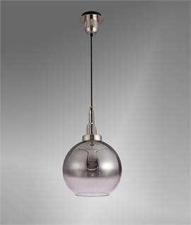 Polished Nickel Stirrup Pendant with Smoked Globe Glass