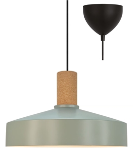 Cork Detail & Metal Shade Scandinavian Pendant