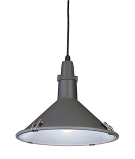 Warehouse Style Metal Light Pendant - 32cm with opal diffuser