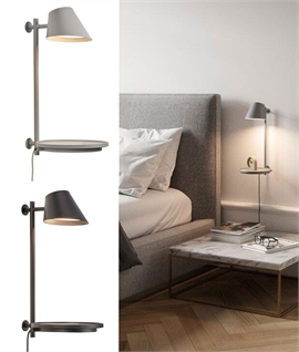 LED Tilt Wall Lamp and Shelf - Touch Dimmable with USB Plug