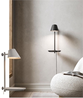 LED Tilt Wall Lamp and Shelf - Touch Dimmable with USB Plug