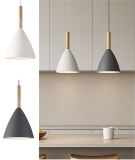 Metal and Oiled Walnut Wood Pendant Dia 200mm Metal and Oiled Walnut Wood Pendant Dia 200mm