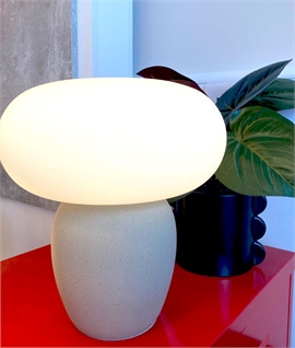 Retro Mushroom Table Lamp with Concrete Finish Ceramic Base