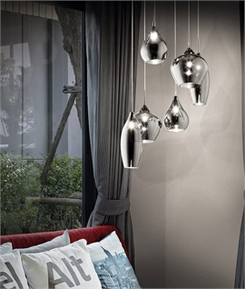 Modern 6 Light Cluster Pendant - White or Grey Glass