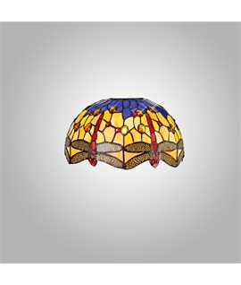 Grosjean Tiffany 30cm Non-electric Shade Suitable For Pendant-Ceiling-Table Lamp, Blue-Orange-Crystal. Suitable For E27 or B22 Pendants