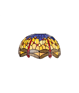 Grosjean Tiffany 30cm Non-electric Shade Suitable For Pendant-Ceiling-Table Lamp, Blue-Orange-Crystal. Suitable For E27 or B22 Pendants