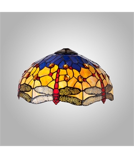 Grosjean Tiffany 40cm Shade Only Suitable For Pendant-Ceiling-Table Lamp, Blue-Orange-Crystal