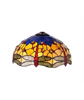 Grosjean Tiffany 40cm Shade Only Suitable For Pendant-Ceiling-Table Lamp, Blue-Orange-Crystal