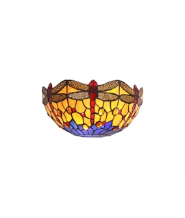 Tiffany Wall Lamp, 2 x E14, Blue-Orange with K9 Crystals