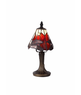 Grosjean Tiffany Table Lamp, 1 x E14, Black-Gold, Purple-Pink-Crystal Shade