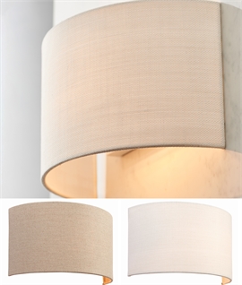 Linen Semi-Circular Flush Wall Light - Natural or White