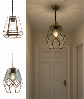 Geometric Antique Solid Brass & Glass Shade - 2 Sizes