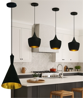 Black and Brass Single Pendant - 2 Styles