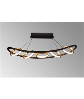 Handling Linear Pendant, 5 Ring, 36W LED, 3200K, 2200lm, Satin Black - Gold, 3yrs Warranty