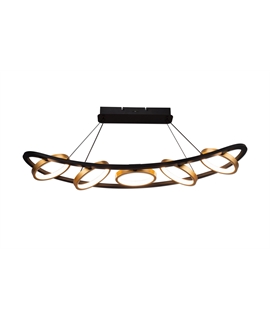 Handling Linear Pendant, 5 Ring, 36W LED, 3200K, 2200lm, Satin Black - Gold, 3yrs Warranty