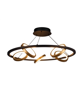 Handling Round Pendant, 5 Ring, 36W LED, 3200K, 2200lm, Satin Black - Gold, 3yrs Warranty