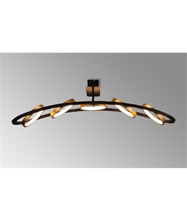 Handling Linear Ceiling, 5 Ring, 36W LED, 3200K, 2200lm, Satin Black - Gold, 3yrs Warranty
