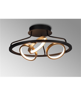 Handling Round Ceiling, 3 Ring, 25W LED, 3200K, 1375lm, Satin Black - Gold, 3yrs Warranty