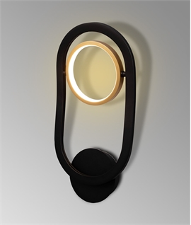 Handling Wall Lamp, 1 Ring, 8W LED, 3200K, 440lm, Satin Black - Gold, 3yrs Warranty