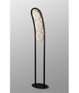 Handling Floor Lamp, 3 Ring, 25W LED, 3200K, 1375lm, Satin Black - Gold, 3yrs Warranty