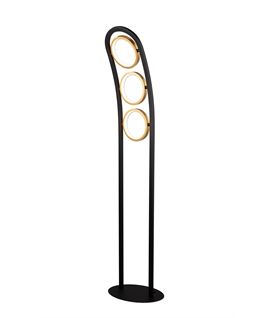 Handling Floor Lamp, 3 Ring, 25W LED, 3200K, 1375lm, Satin Black - Gold, 3yrs Warranty