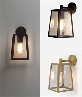 Hanging Lantern Bracket Wall Light for Outdoor Use - Black or Antique Brass Finish