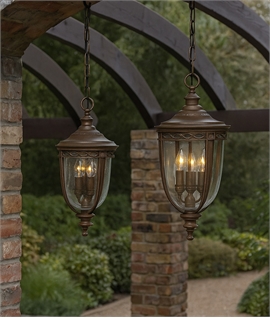 Traditional Seeded Glass Chain-Hung Lantern in Bronze - Two Sizes