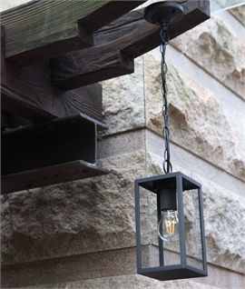 Black Square Exterior Hanging Porch Lantern
