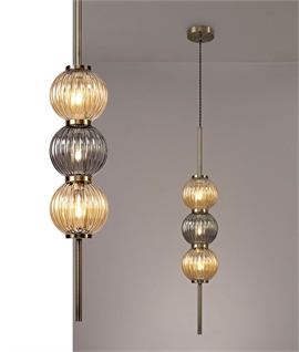 Antique Brass Pendant with 3 Glass Shades 