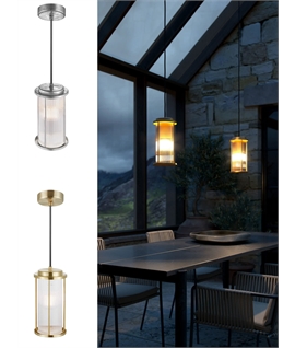 Ribbed Hanging Exterior Pendant - Galvanized or Brass