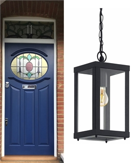 Black Square Exterior Hanging Porch Lantern